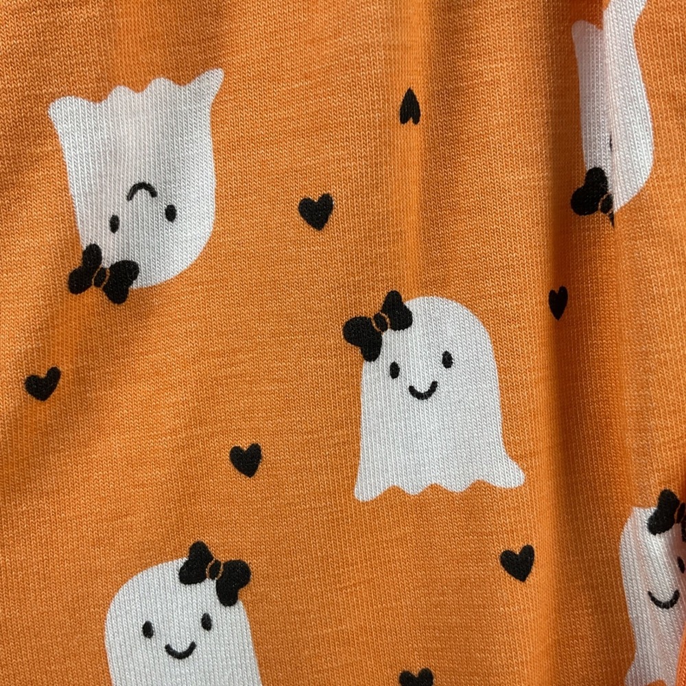 Milkberry Kids Halloween Ghost Bamboo Pajama Set 3pc Orange 24M New - Picture 7 of 9